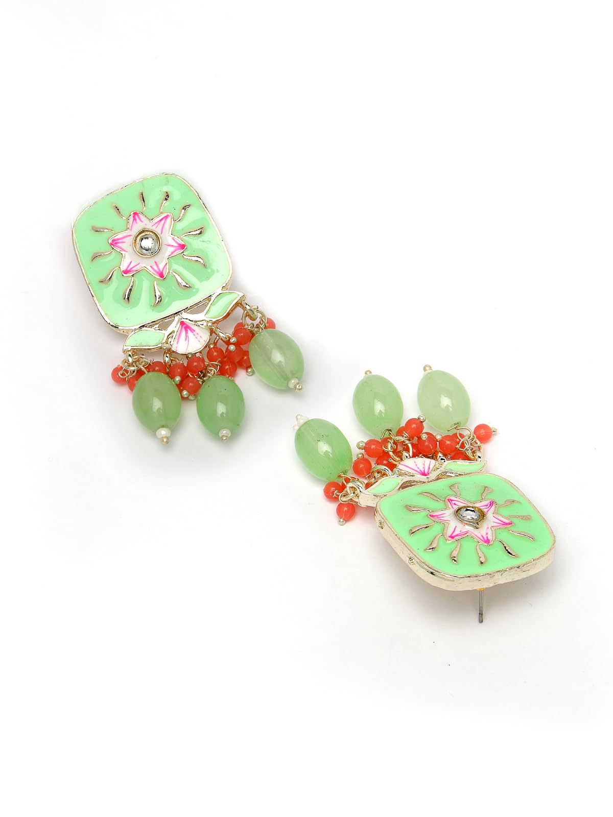 Square Mint Green Enamel Choker Set with Earrings